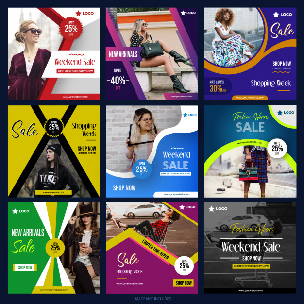 626x626 Digital Media Post Collection For Facebook Instagram Vector