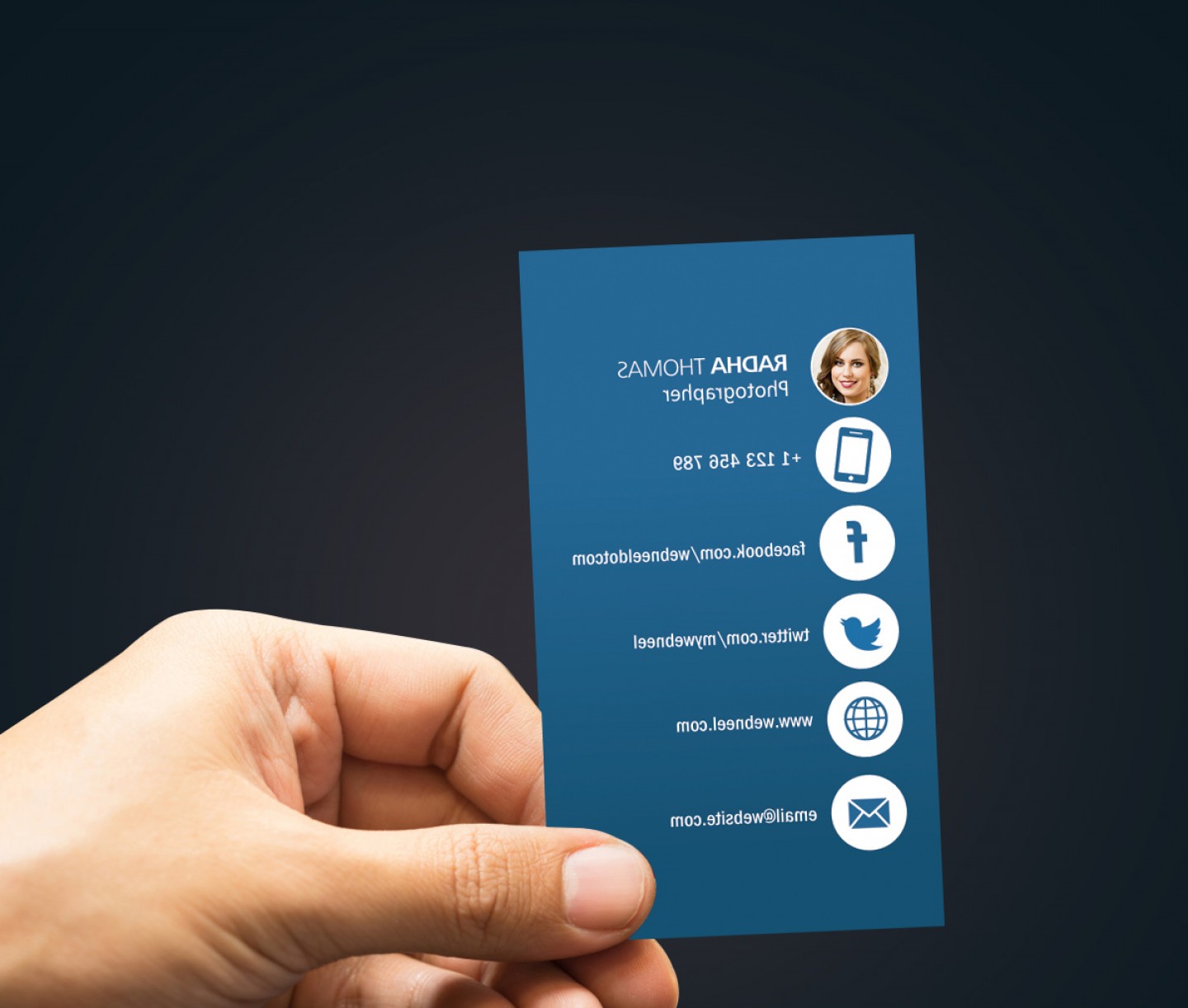 1440x1222 Business Card Template With Facebook And Twitter Logo Sm Vc Free