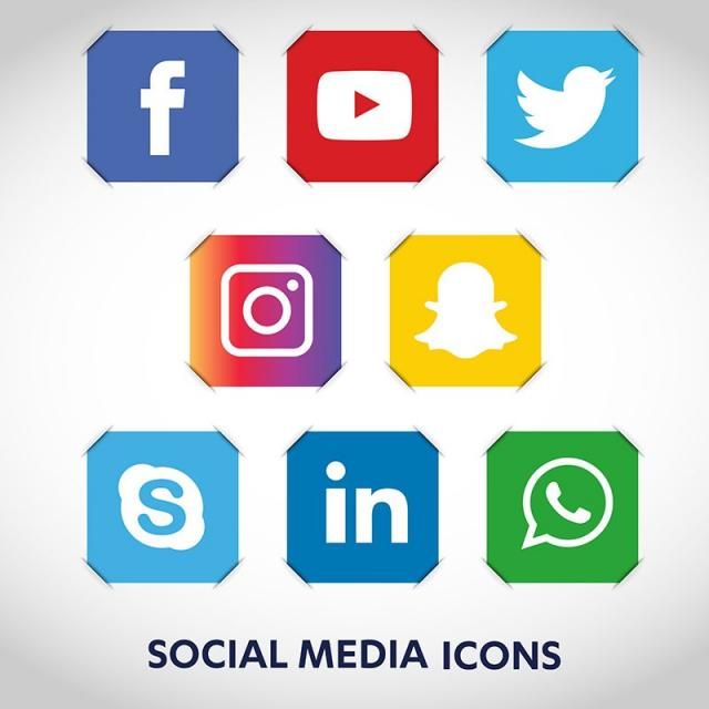 640x640 Social Media Icons Set Network Background Share Like Comment