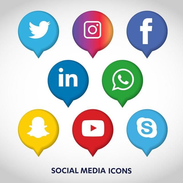 640x640 Social Media Icons Set Network Background Share Like Comment