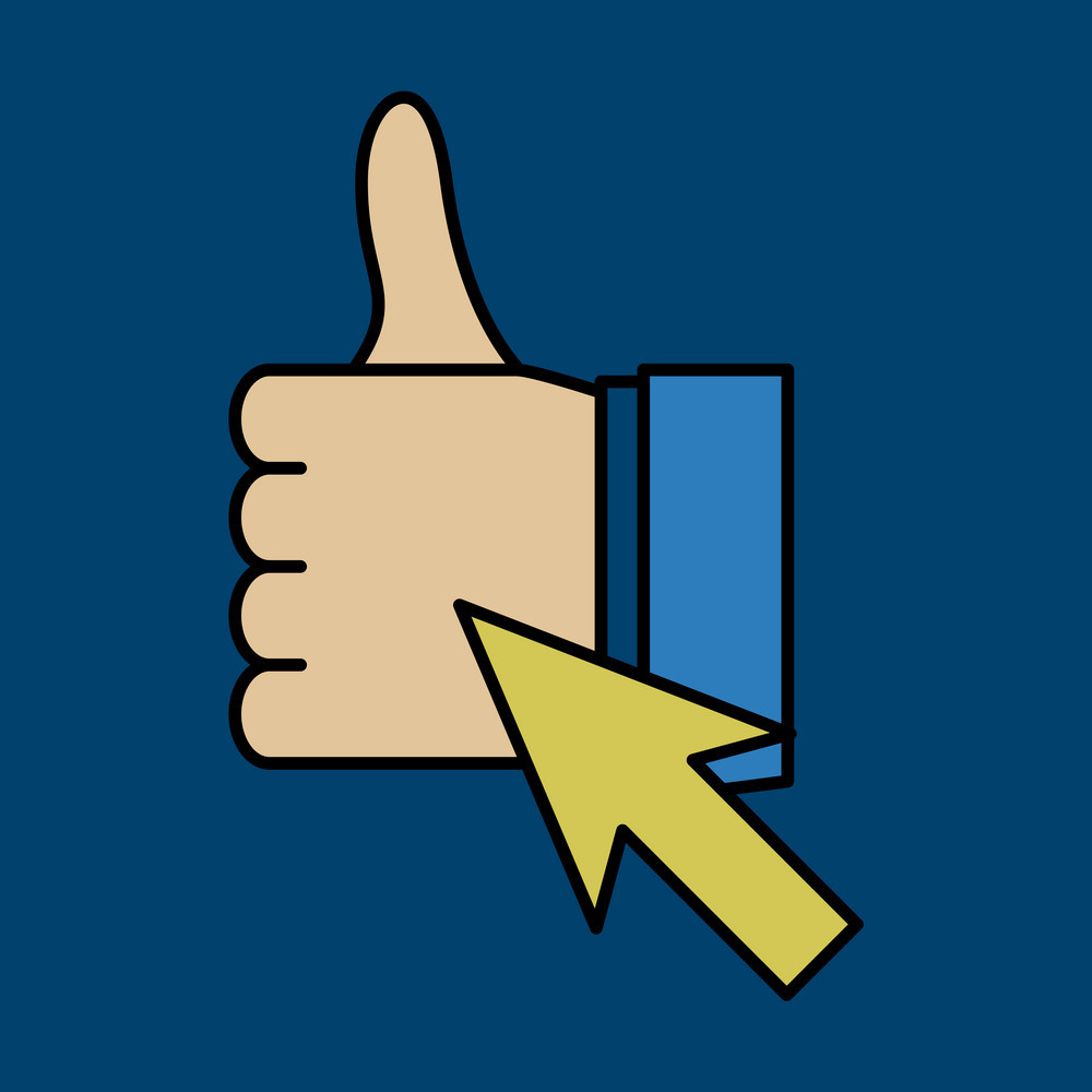 1000x1000 Thumbs Up Like Social Network Facebook Etc Icon Vector