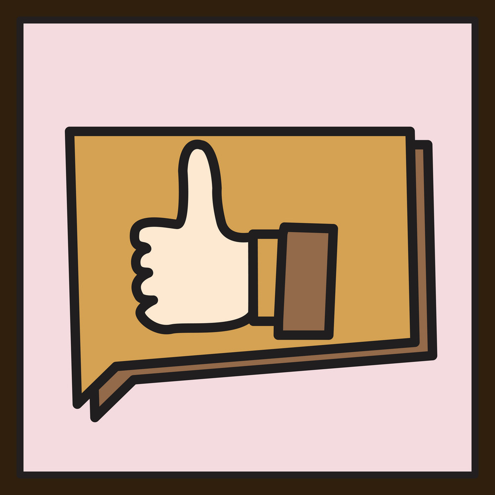 1000x1000 Thumbs Up Like Social Network Facebook Etc Icon Vector