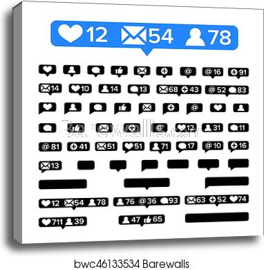 382x390 Notifications Icons Template Vector Bubble Notification Icon Set