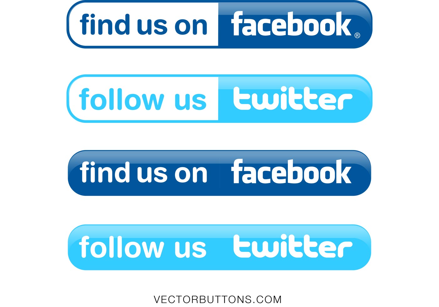 1400x980 Free Vector Simple Facebook And Twitter Buttons