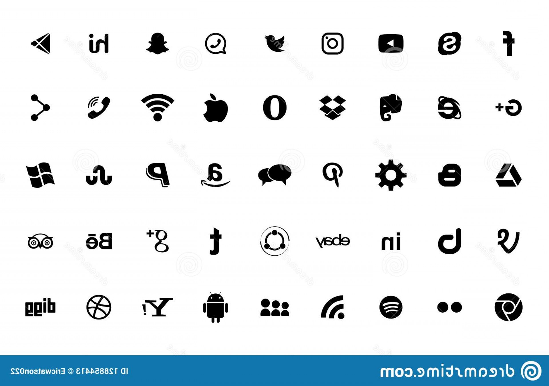 1920x1351 Set Popular Social Media Logos Icons Black Instagram Facebook
