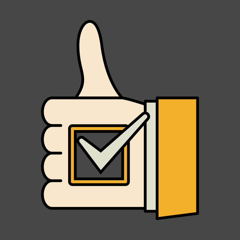 1000x1000 Thumbs Up Like Social Network Facebook Etc Icon Vector