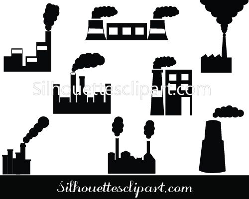 500x400 Factory Silhouette Vector Construction Silhouette