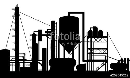 500x301 Oil Refinery Manufacturing Factory Building Plant Silhouette