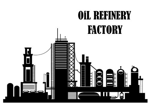 500x354 Oil Refinery Factory Silhouetters Vector Free Download