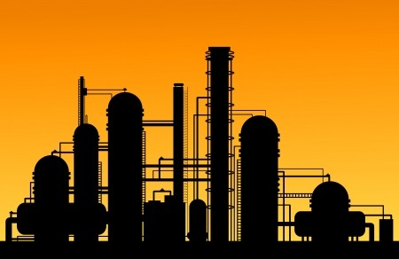 450x292 Chemical Factory Silhouette For Industrial And Technology Design