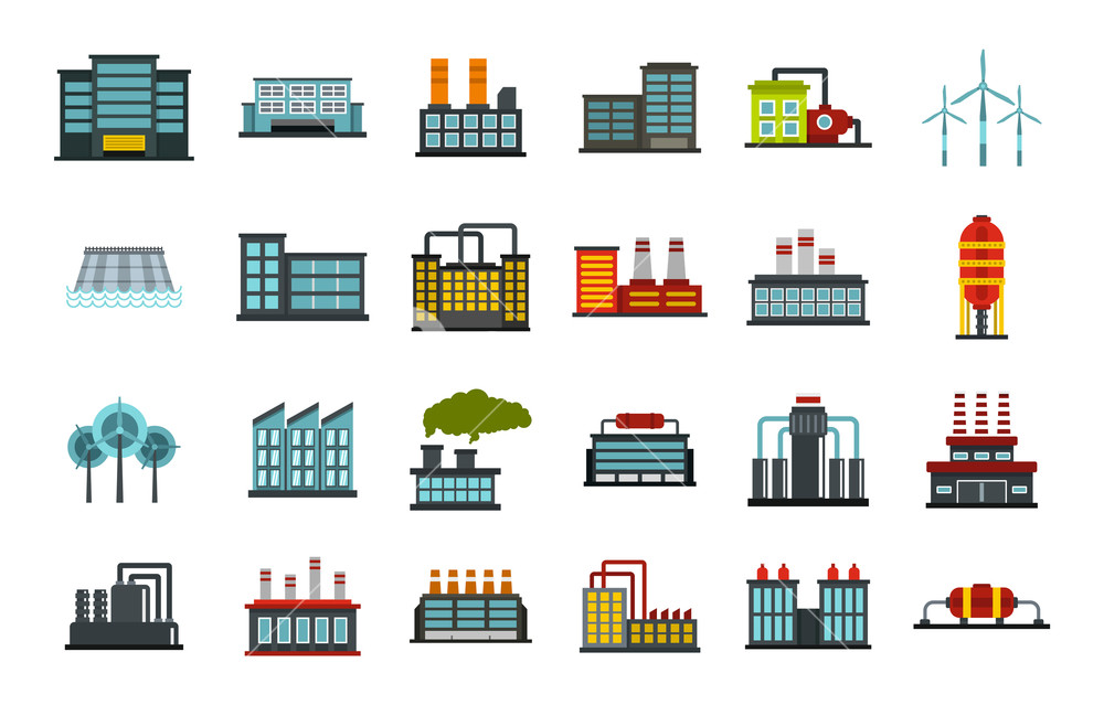 1000x639 Factory Icon Set Flat Set Of Factory Vector Icons For Web Design