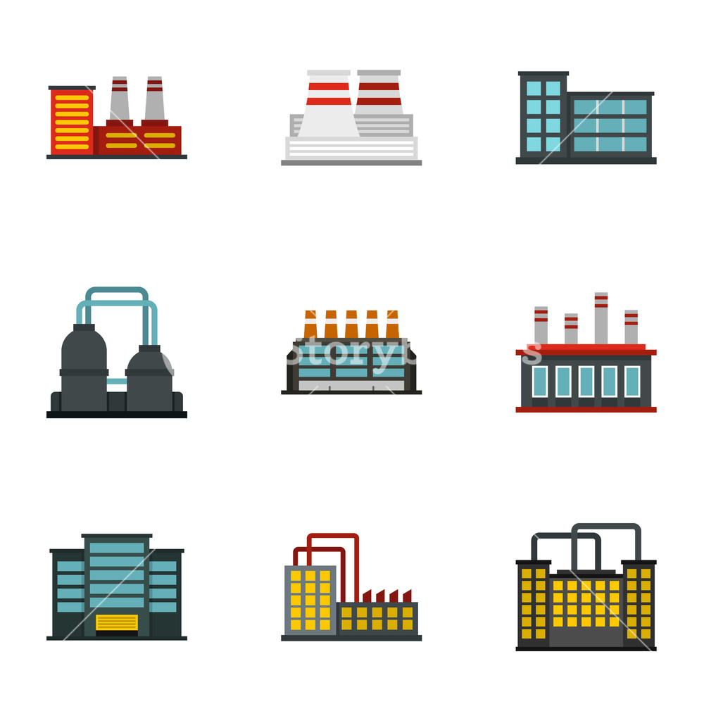 1000x1000 Factory Icons Set Flat Illustration Of Factory Vector Icons