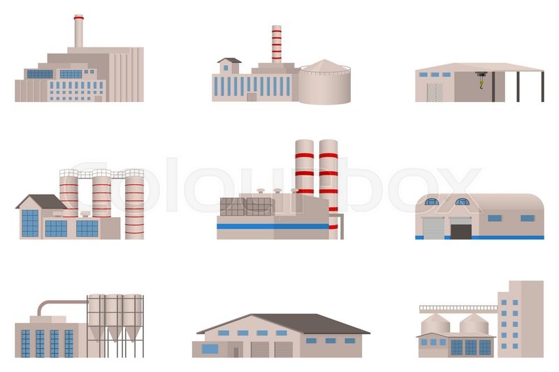 800x533 Factory Vector Set Factory Building Stock Vector Colourbox