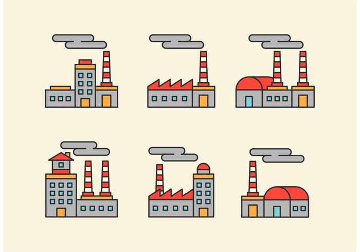700x490 Factory Vector Icons With Outline Style