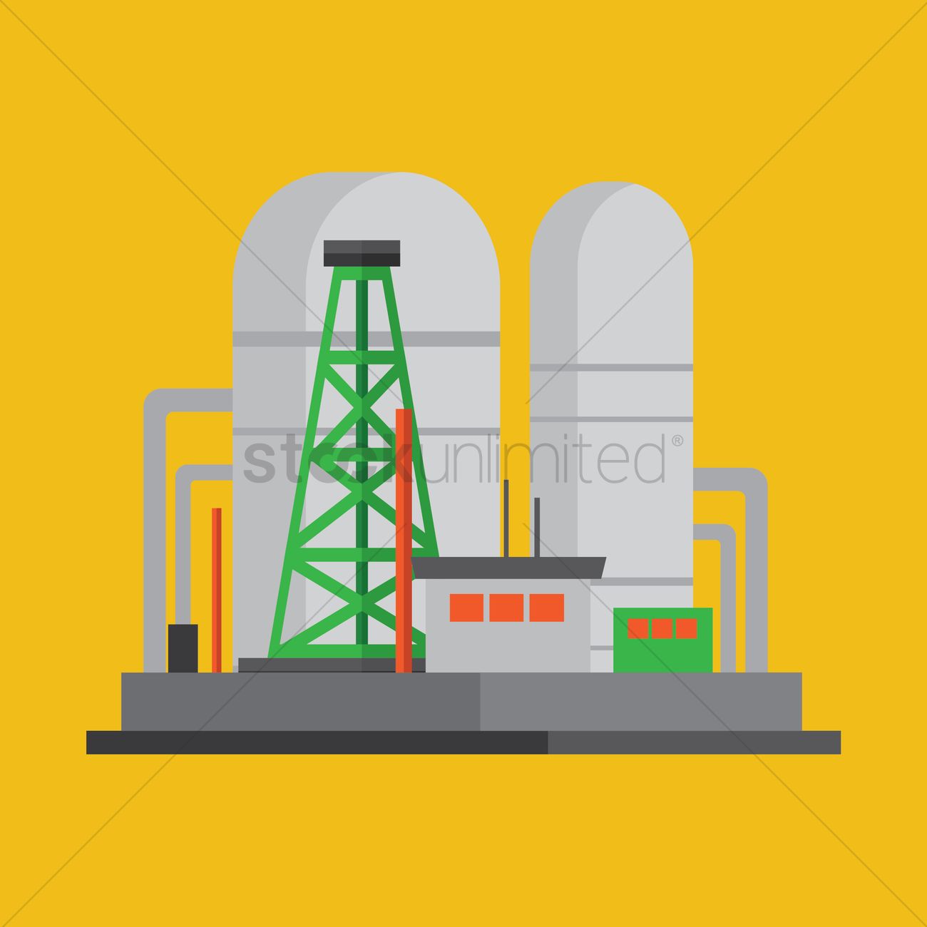 1300x1300 Free Oil Factory Vector Image