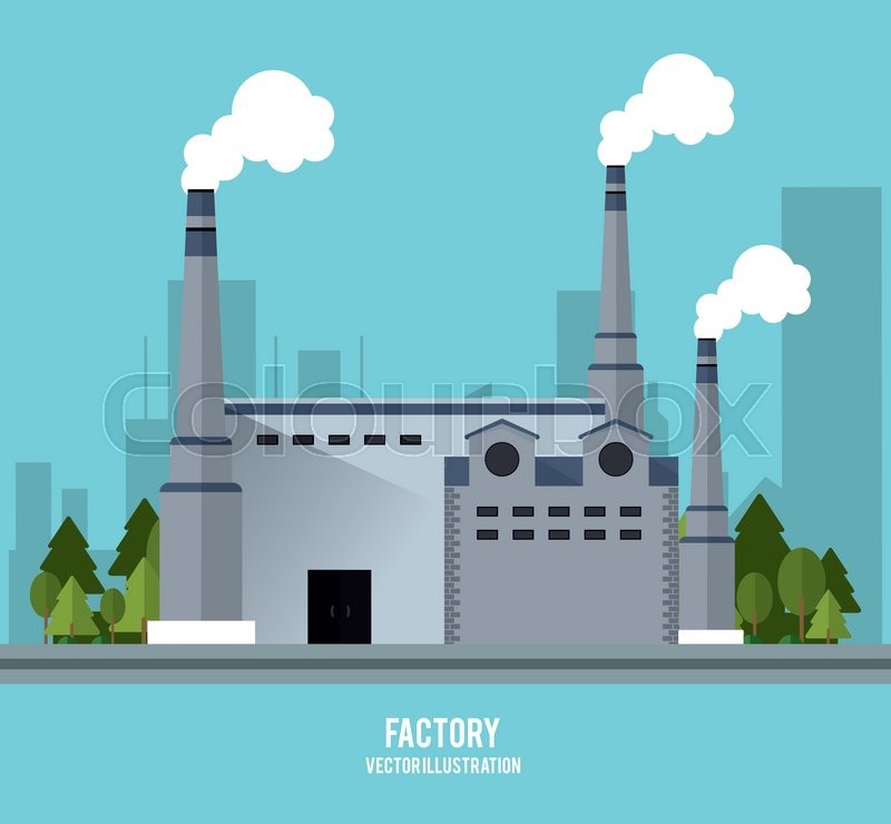 800x740 Plant Trees Building Chimney Factory Stock Vector Colourbox