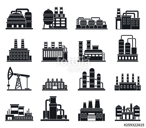 500x440 Refinery Plant Factory Icons Set Simple Set Of Refinery Plant