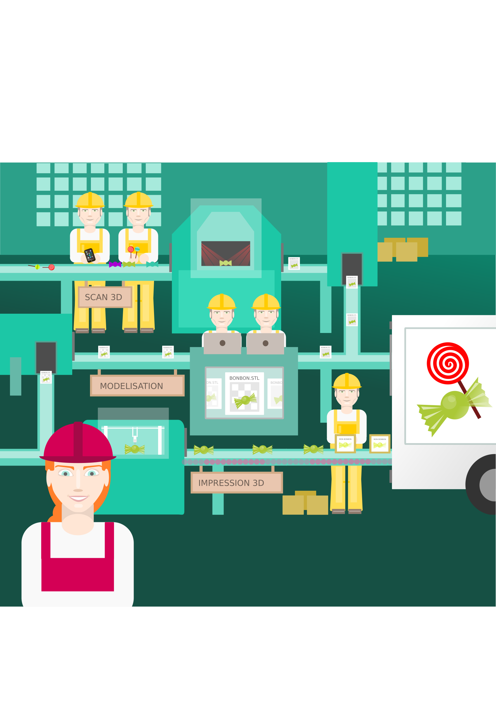 1697x2400 Candy Factory Vector Clipart Image