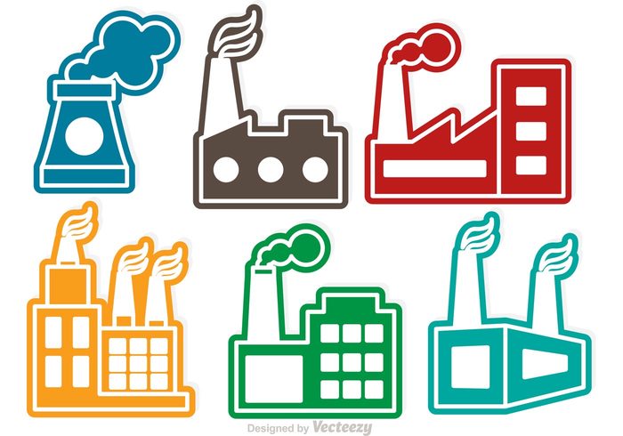 700x490 Colorful Factory Vector Icons