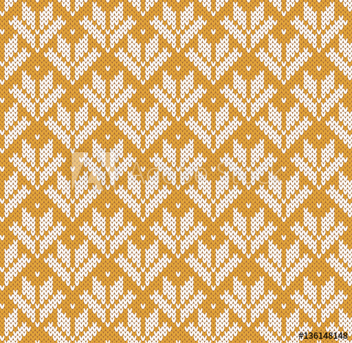 500x487 Gold Jacquard Fairisle Wool Seamless Knitting Pattern