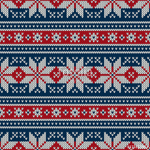 500x500 Winter Holiday Knitted Pattern With Snowflakes Fair Isle Knitting