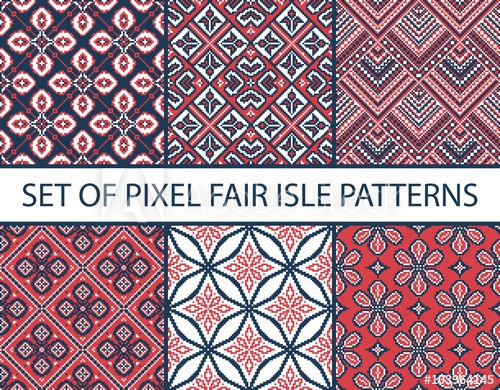 500x390 Collection Of Pixel Retro Seamless Patterns With Stylized Fair