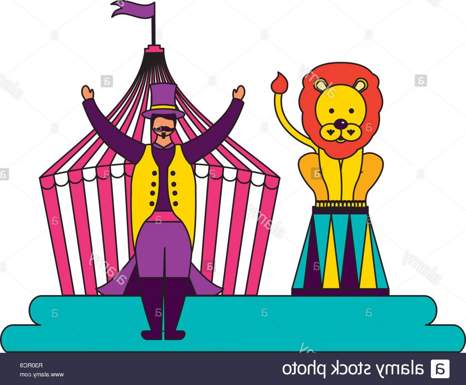 1560x1291 Tamer And Lion Show Circus Fun Fair Vector Illustration Image