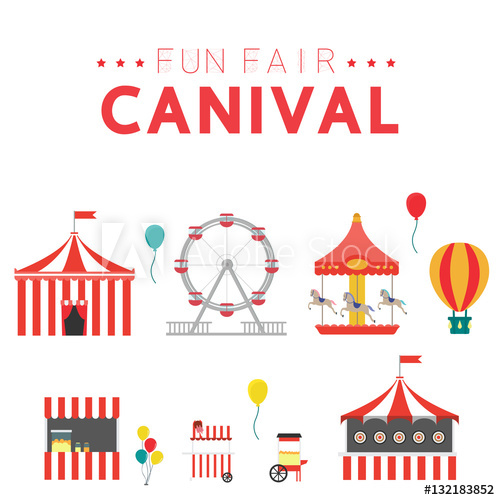 500x500 Collection With Carniva, Fun Fair, Vector Icons And Background