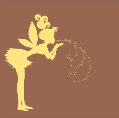 417x412 Cute Fairy Blowing Pixie Dust Vector Silhouette With Copy Space