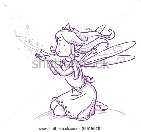 450x423 Cute Little Happy Fairy Girl Sitting And Blowing Fairy Dust