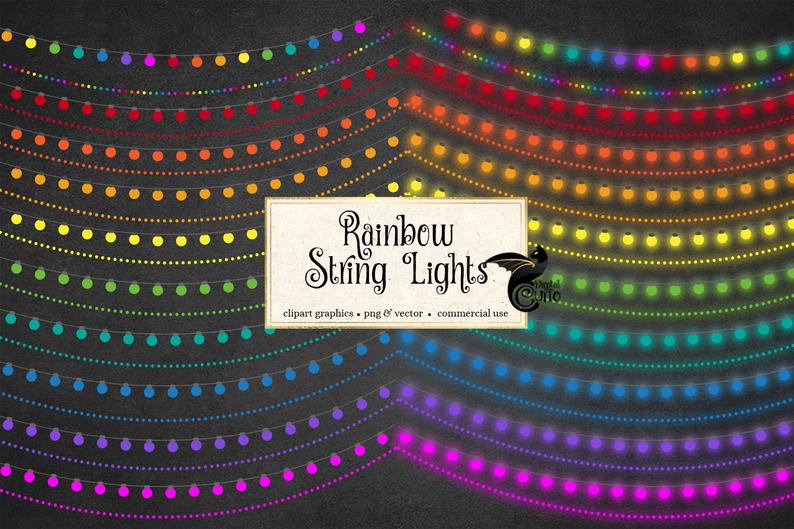 794x529 Rainbow String Lights Clipart Wedding String Lights Etsy
