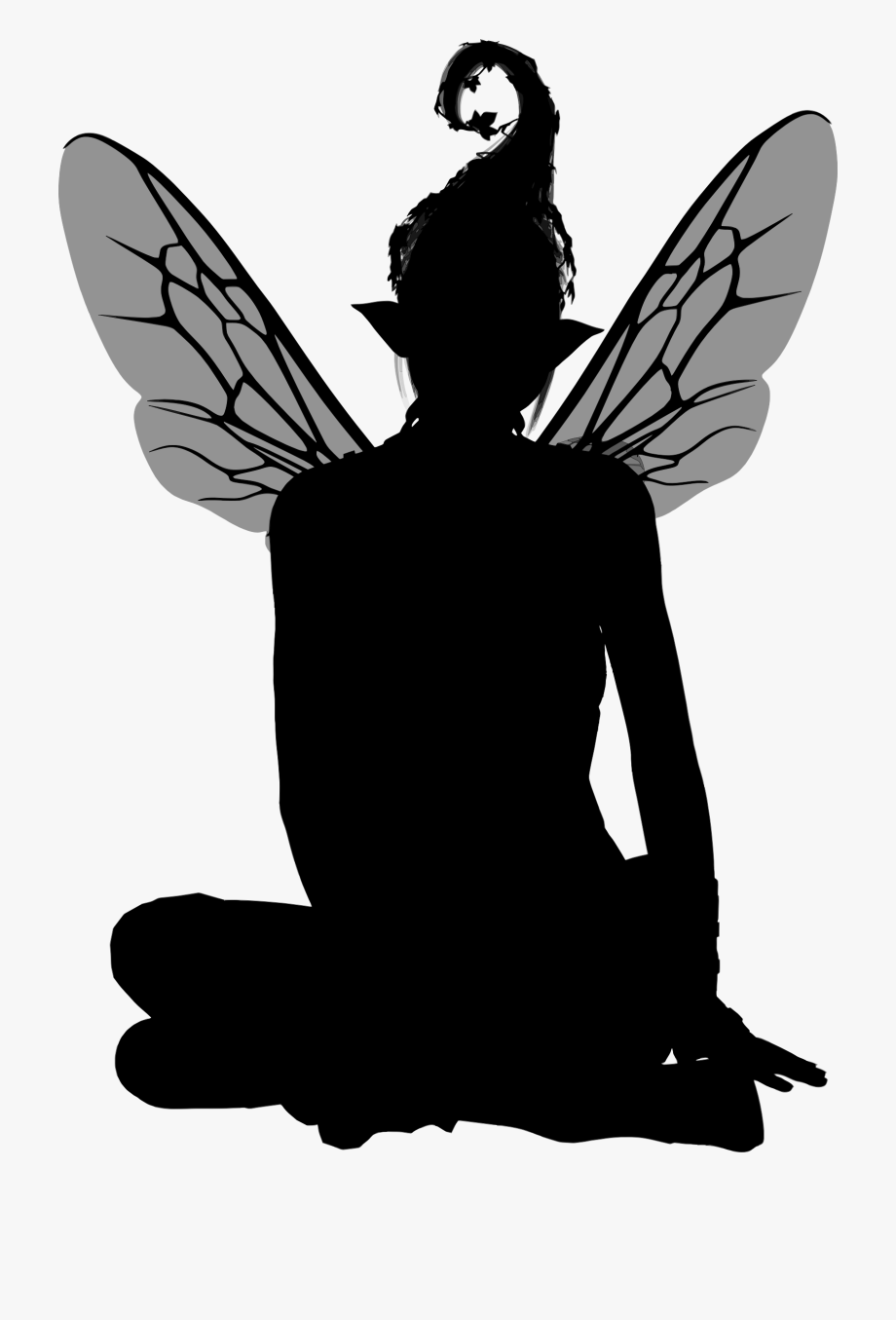 920x1355 Fairy Silhouette Vector Clipart Image