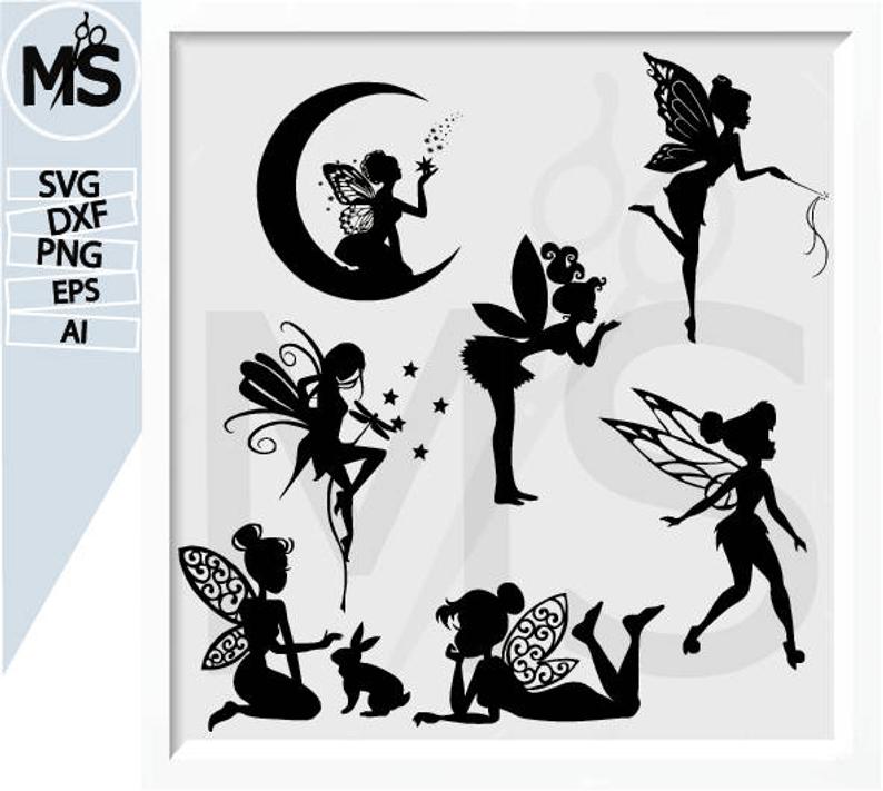 794x711 % Off Fairy Fairy Silhouettes Vector Art Instant Etsy