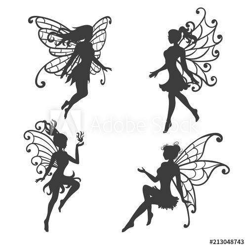 500x500 Set Of Beautiful Fairy Silhouettes Vector Collection
