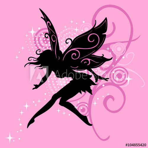 500x500 Girl Fairy Silhouette Vector In Pink Design