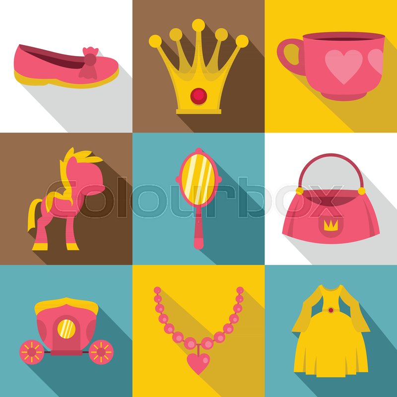 800x800 Princess Fairy Tail Icon Set Flat Stock Vector Colourbox