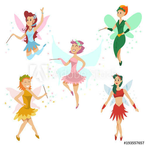 Cute Fairy Vector Cartoon Set Funny Flying Girl Character 500x500 Cute Fairy Vector Cartoon Set Funny Flying Girl Character