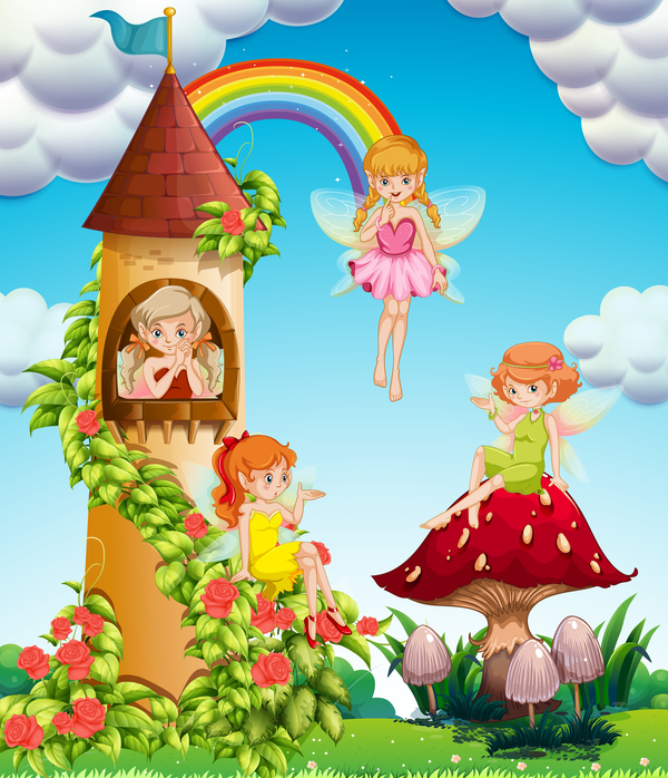 Cartoon Fairytale World With Fairy Vector Free Download 600x698 Cartoon Fairytale World With Fairy Vector Free Download