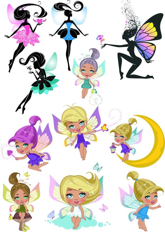 570x804 Fairy Clipart Vector Images Cute Fairies Cdr Png Etsy
