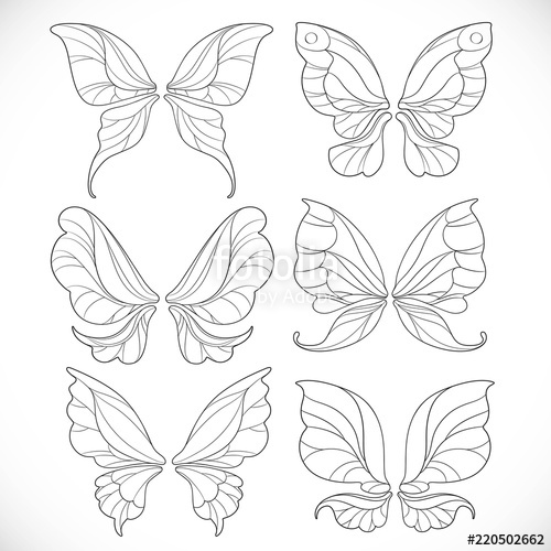 Fairy Wings Outlines Set Isolated On A White Background Stock 500x500 Fairy Wings Outlines Set Isolated On A White Background Stock