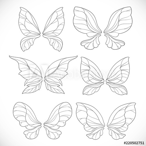 Fairy Wings Outlines Set Isolated On A White Background 500x500 Fairy Wings Outlines Set Isolated On A White Background