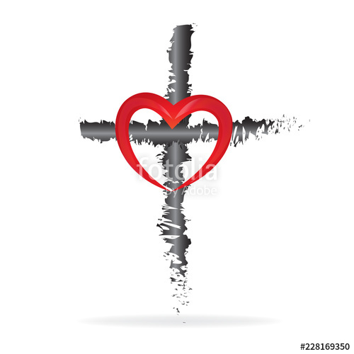 500x500 Love Heart And Cross Religion Symbol Of Faith Vector Stock Image
