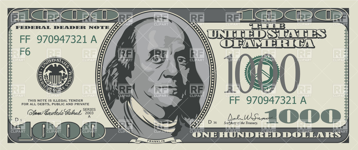 1200x504 Fake One Thousand Dollars Banknote Vector Image Of Business
