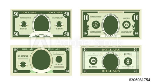 500x274 Vector Illustration Of Fake Dollars Banknotes Bill One Hundred