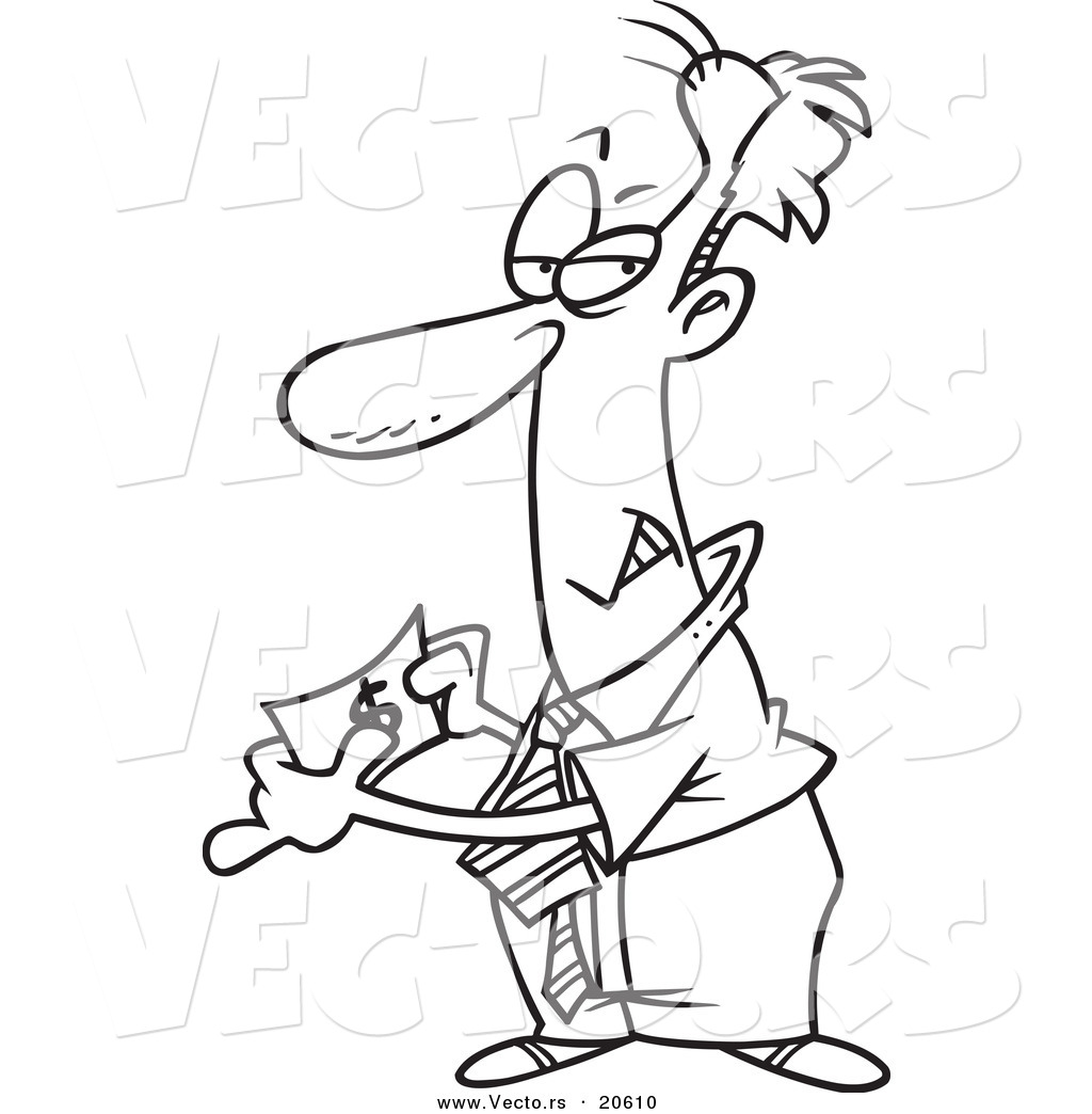 1024x1044 Vector Of A Cartoon Businessman Holding Fake Money