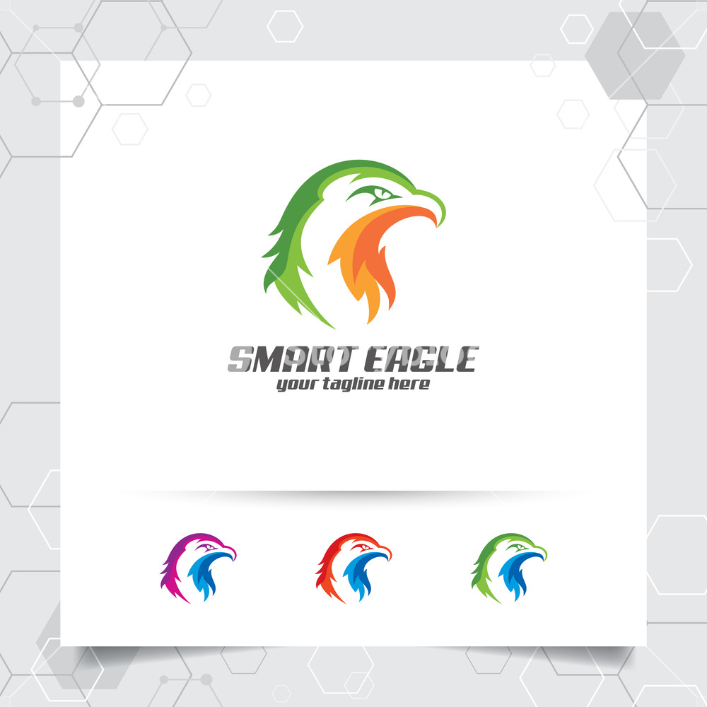 1000x1000 Eagle Head Logo Vector Design With A Simple Flat Design Of Falcon