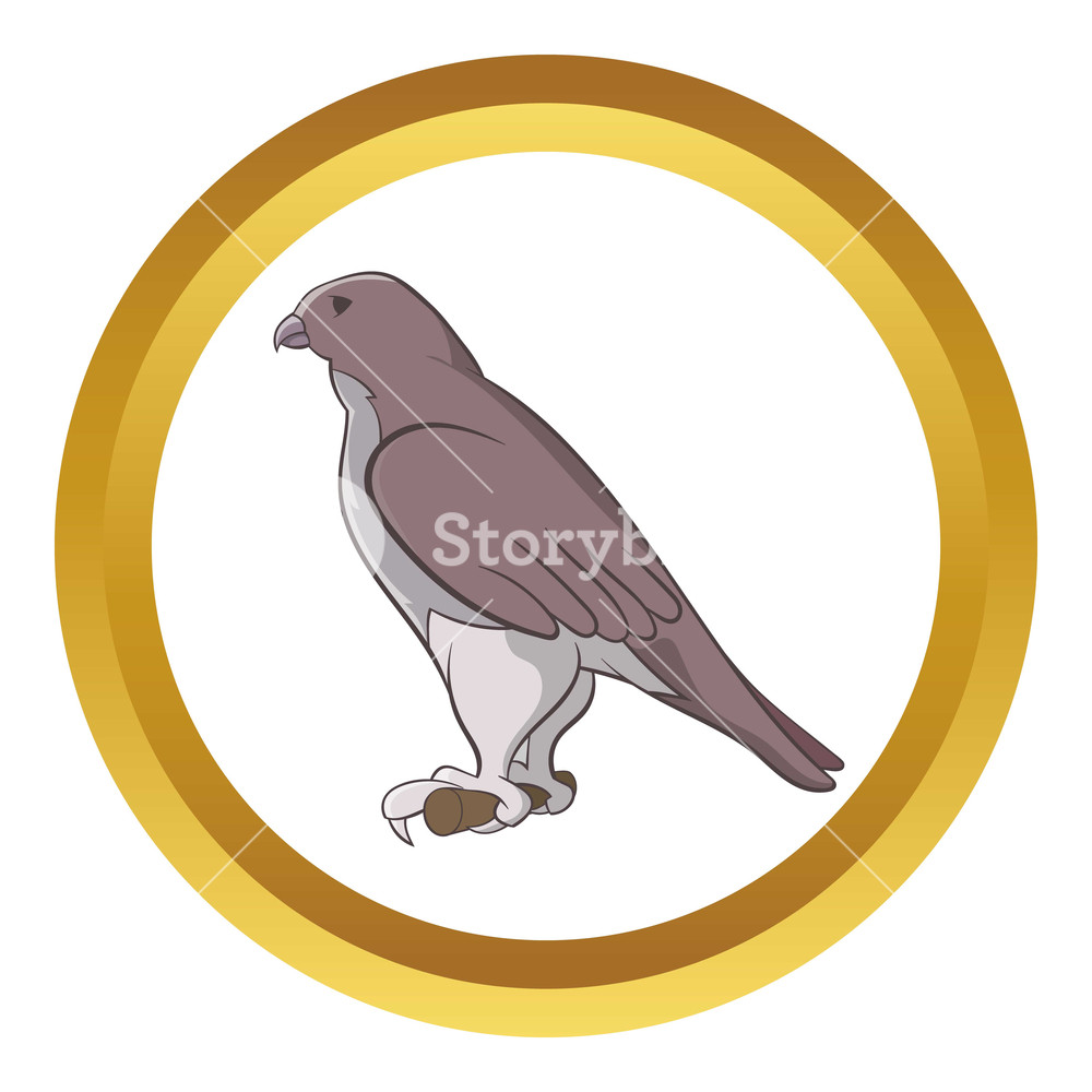 1000x1000 Falcon Vector Icon In Golden Circle, Cartoon Style Isolated