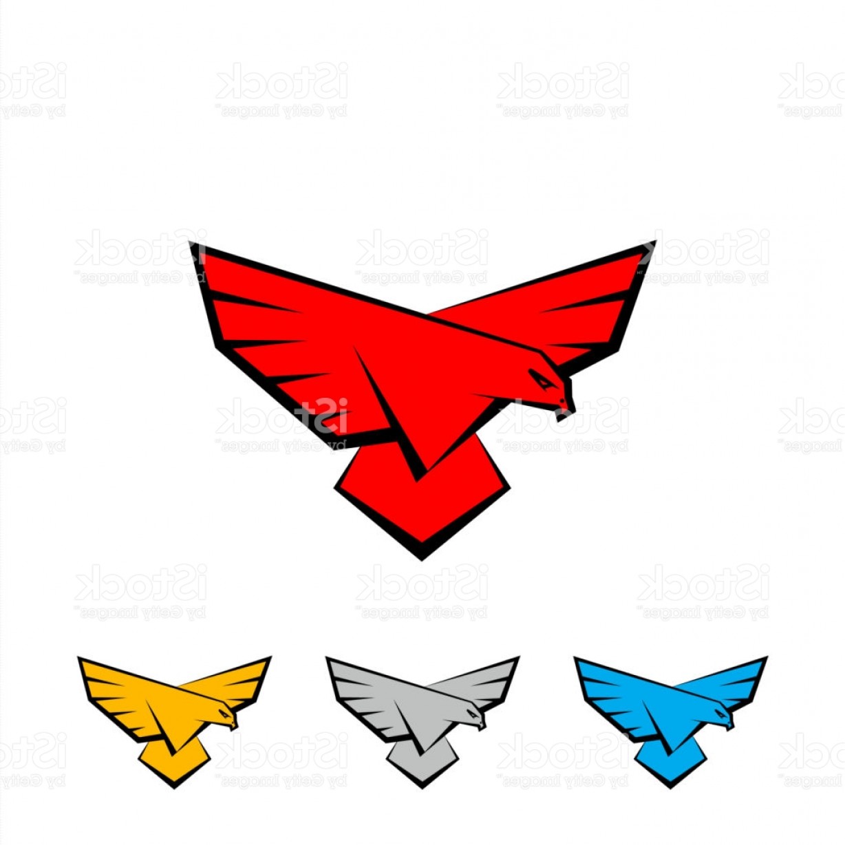 1228x1228 Falcon Icon Set A Bird With Large Wings Is Landing Flat Vector
