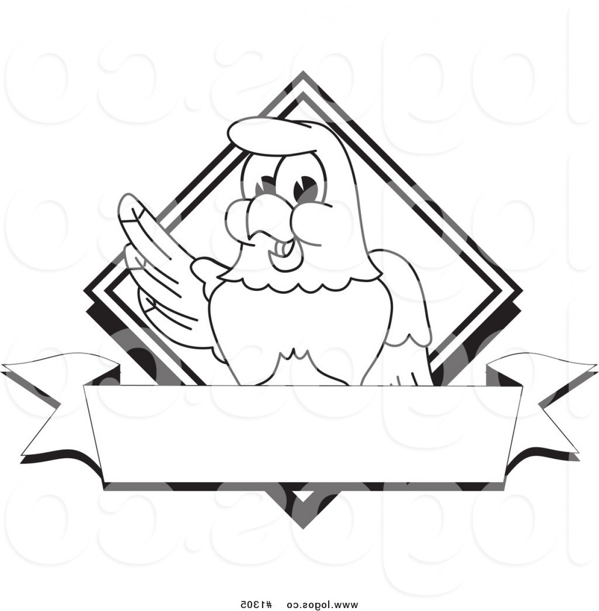 1228x1252 Royalty Free Vector Logo Of An Outlined Cartoon Bald Eagle Hawk