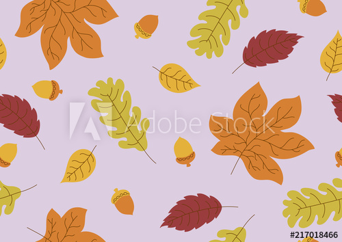 Seamless Pattern Of Autumn Leaves And Acorn Fall Background Vector 500x354 Seamless Pattern Of Autumn Leaves And Acorn Fall Background Vector